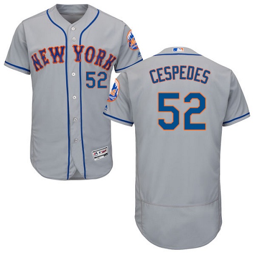 Mets #52 Yoenis Cespedes Grey Flexbase Authentic Collection Stitched MLB Jersey - Click Image to Close